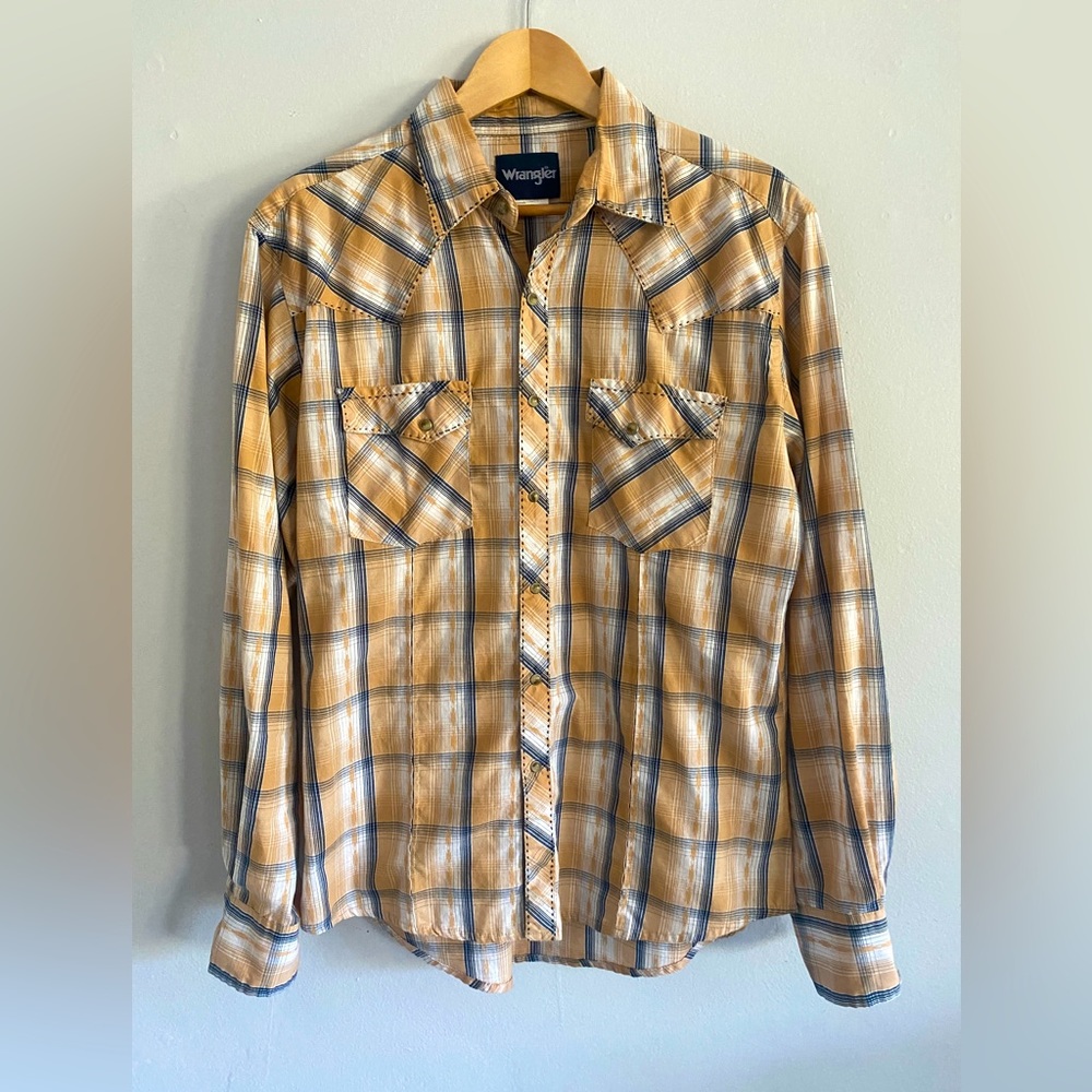 Mens Vintage Plaid Western Shirt Medium